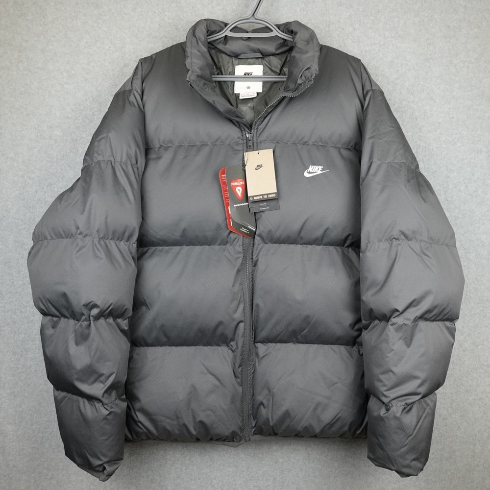 Nike Primaloft Mens XL Gray Puffer Jacket Full Zip Outdoor Insulated FB7368-068